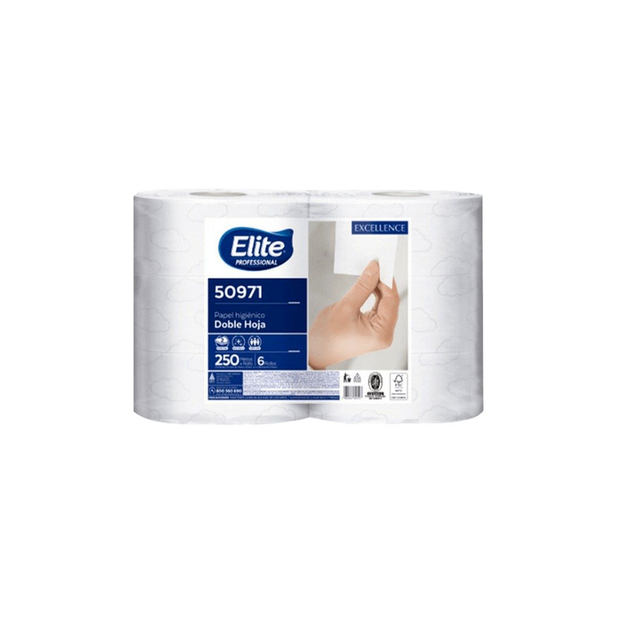 PAPEL HIGIENICO ELITE JUMBO DOBLE HOJA 6X250MT CODIGO 50971 - Dispapel