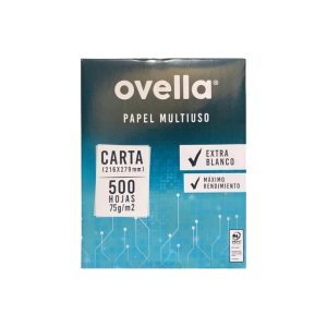 RESMA CARTA MARCA OVELLA 1 PAQUETE POR 500 HOJAS BLANCA 75 GRAMOS