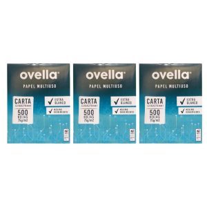 RESMA CARTA MARCA OVELLA 3 PAQUETE POR 500 HOJAS BLANCA 75 GRAMOS
