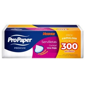 SERVILLETA COCTEL PROPAPER 1 PAQUETE 24X24 POR 300 UNIDADES